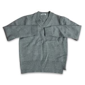 Solocote Pullover Sweater V-Neck Acrylic Blend Knit Fabric Long Sleeves Gray S